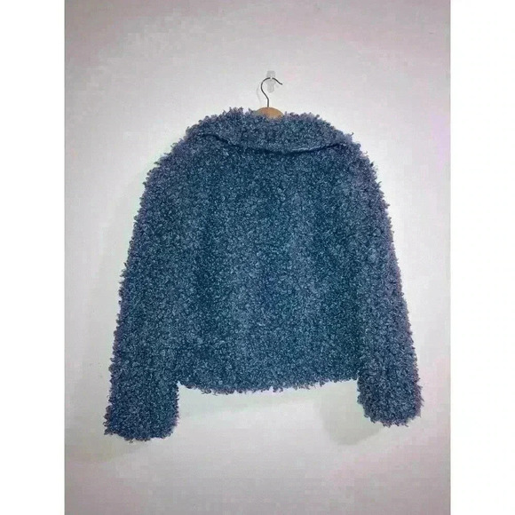 NOIZE Kelly Faux Fur Jacket Blue Cozy Collared Teddy Jacket Size S - Picture 3 of 12